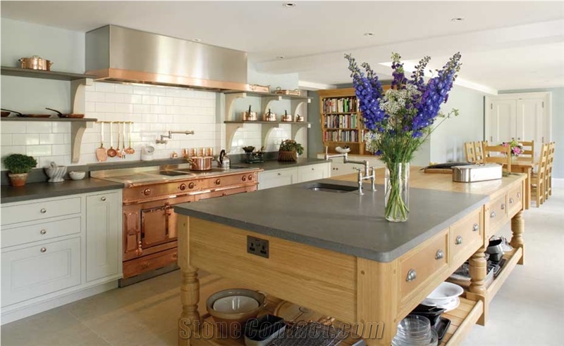 Italian Basalt Kitchen Countertop and Shelving
