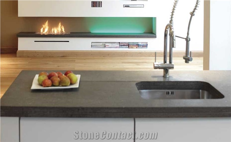 Italian Basalt Kitchen Countertop and Shelving