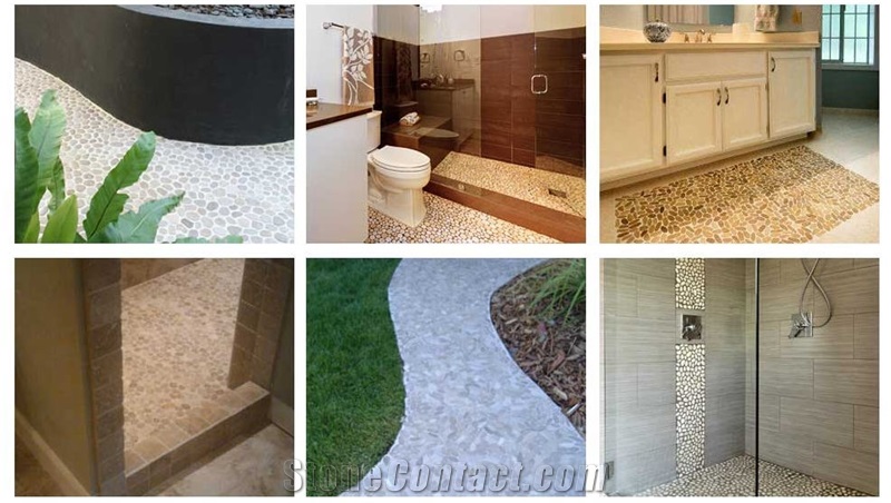 Two Tone Brown Pebble Mosaic Floor Tiles
