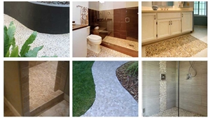 Two Tone Brown Pebble Mosaic Floor Tiles Two Tone Brown Pebble Mosaic Floor Tiles