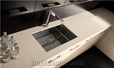 Moka Beige Quartz Stone Kitchen Countertop