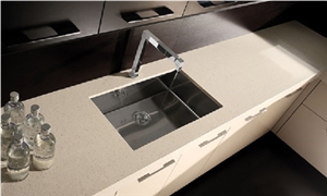 Moka Beige Quartz Stone Kitchen Countertop