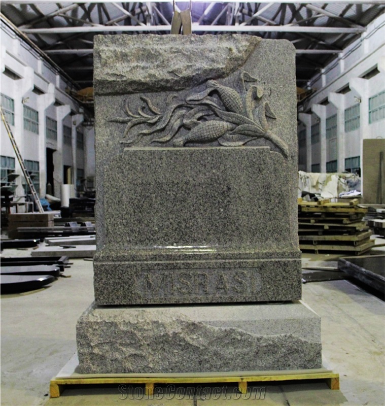 Sierra Gray G603 American Upright Carved Monument