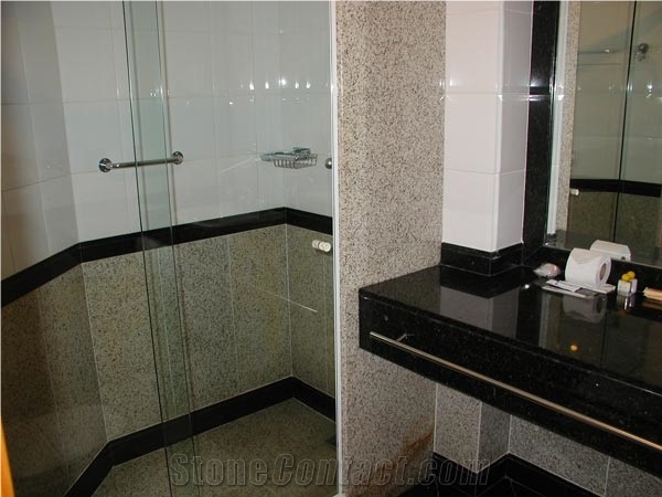 Dark Labrador Granite Vanity Top Zelezny Brod Granite Wall Application