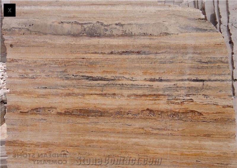 Peruvian Tobacco Travertine Vein Cut Slabs, Peru Brown Travertine