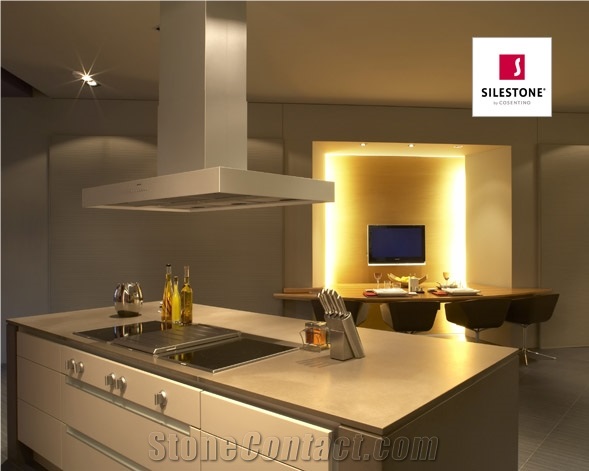 Cream Color Silestone Kitchen Countertop