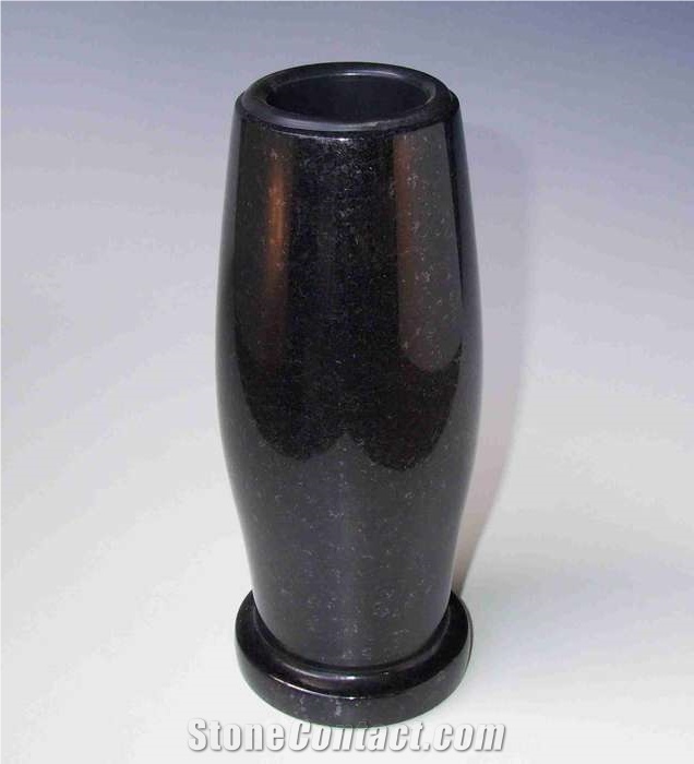 Swedish Standard Black Granite Grave Vase