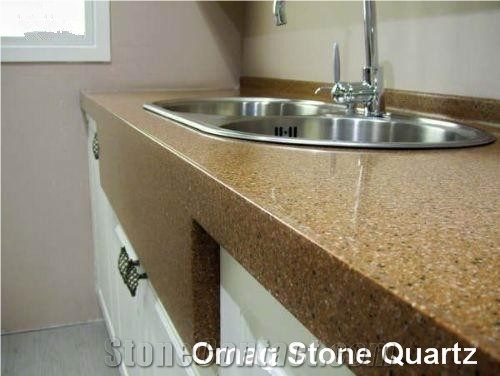 Omag Light Brown Quartz Stone/Engineered Stone Solid Surface Kitchen Countertops