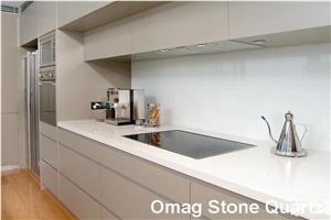 Omag Pure Snow White Quartz Stone Kitchen Bar Tops/Solid Surface Bar Countertop