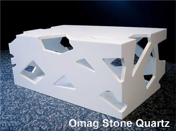 Omag Pure White Quartz Stone Round Reception Countertops/ Manmade Stone Desk