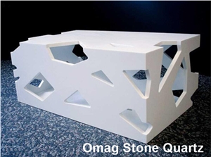 Omag Pure White Quartz Stone Round Reception Countertops/ Manmade Stone Desk