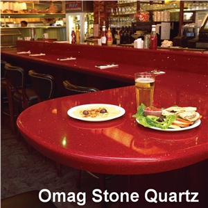 Omag Red Crabapple Quartz Stone Kitchen Bar Tops/Engineered Stone Kitchen Countertops Good Price