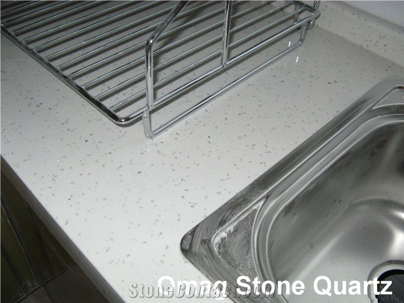 Omag White Galaxy Quartz Stone Kitchen Countertop/Engineered Stone Tops