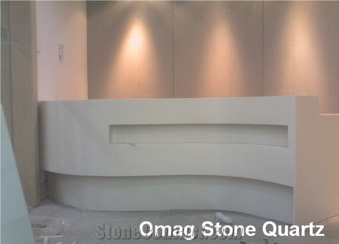 Omag White Quartz Stone Reception Countertops/Office Reception Desk