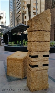 Obelisk Yellow Indian Sandstone, Lalitpur Yellow Sandstone Garden & Palisade