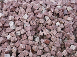Rosa Raveno Granite Cube Stone & Pavers, Red Granite Pavers