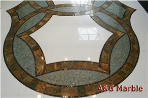 Lazza Glass Mosaic and Multicolor Slate Floor