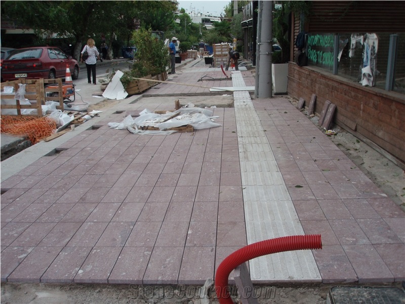 China Red Porphyry Paverstone,Kerbstone & Cubestone