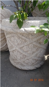 Granite Flower Pots and Planters, Yellow Granite Flower Pots