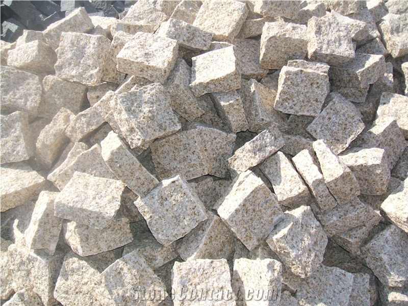 Yellow Cube Stone & Paver, G682 Yellow Granite Cube Stone