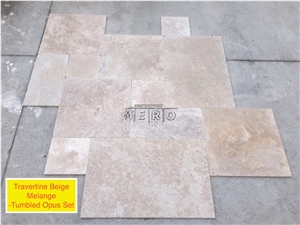 Classic Beige Travertine Melange Tumbled Opus Pattern Set