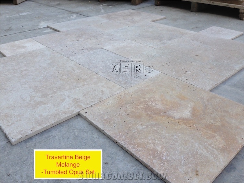 Classic Beige Travertine Melange Tumbled Opus Pattern Set