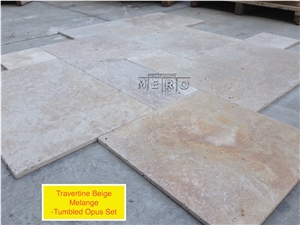 Classic Beige Travertine Melange Tumbled Opus Pattern Set