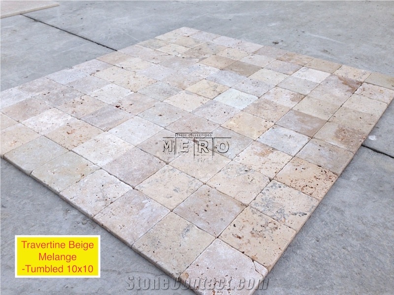 Classic Beige Travertine Melange Tumbled Opus Pattern Set
