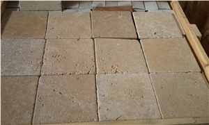Small Tumbled Tiles, Denizli Beige and Noce Travertine