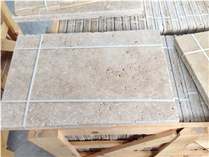 Travertine Tumbled Opus Pattern Tiles & slabs , Classic Beige Travertine flooring tiles, wall covering tiles 