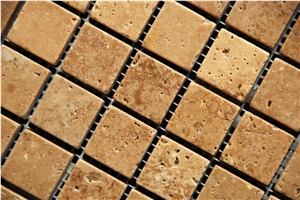 Travertine Mosaic Light and Dark, Noce Brown Travertine Mosaic
