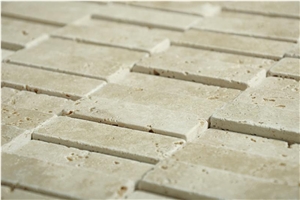 Tumbled Travertine Colored Mosaic, Scabos Brown Travertine Mosaic