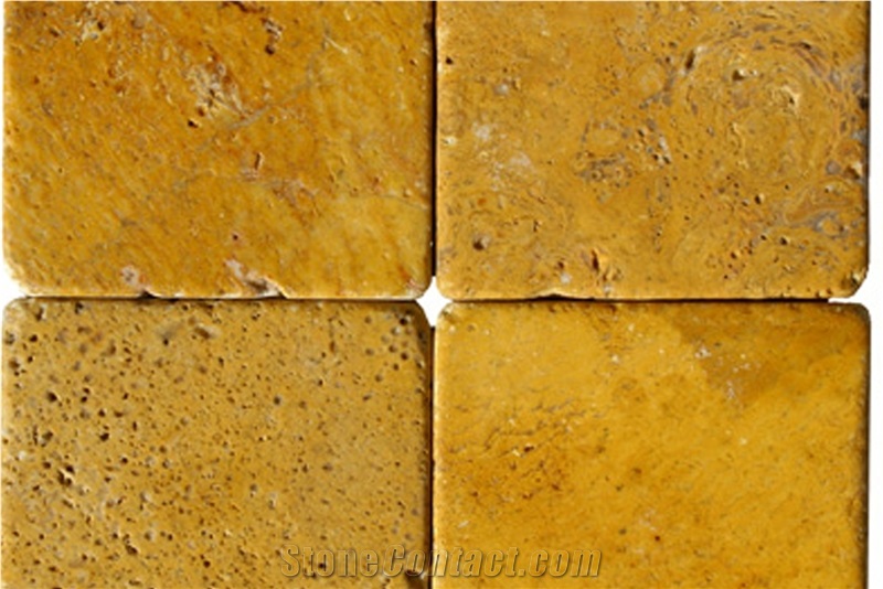 Tumbled Travertine Colored Mosaic, Scabos Brown Travertine Mosaic