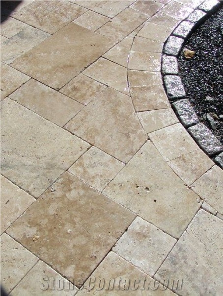 Tumbled Travertine Pattern Chiselled Edge