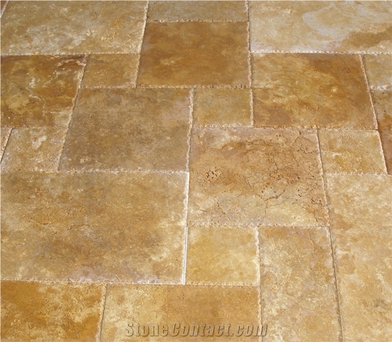 Tumbled Travertine Pattern Chiselled Edge