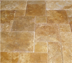 Tumbled Travertine Pattern Chiselled Edge
