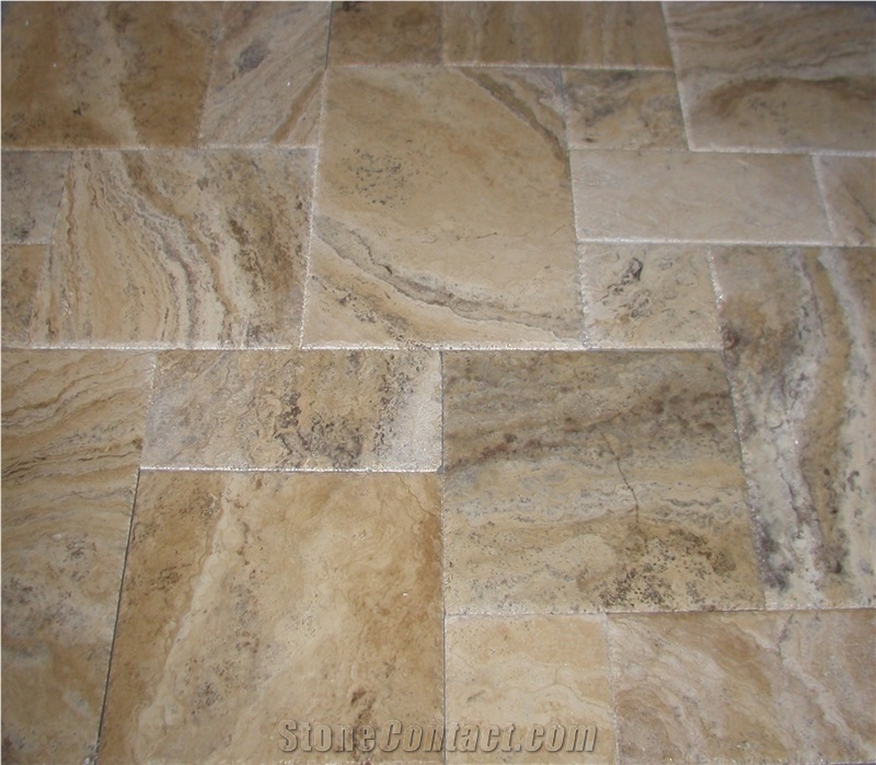 Tumbled Travertine Pattern Chiselled Edge