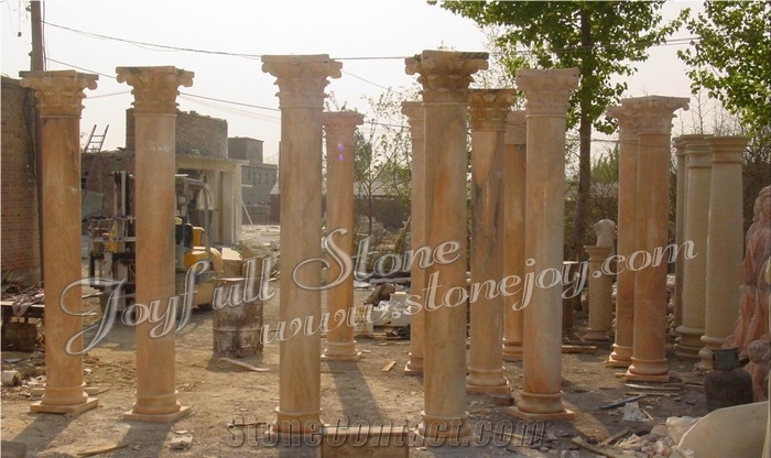 Beige Marble Columns, Decorative Columns, Architectural Columns