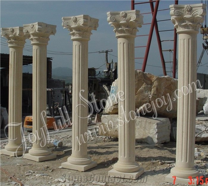 Beige Marble Columns, Decorative Columns, Architectural Columns