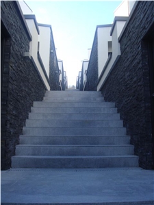 China Black Slate Wall Cladding Culture Stone Project, Black Slate Building & Walling