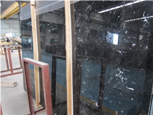 Nero Crystal Marble Interior Column Design, China Black Marble Column