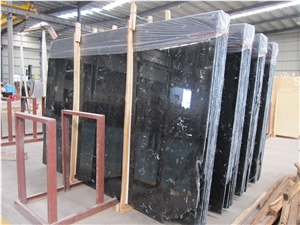 Nero Crystal Marble Interior Column Design, China Black Marble Column