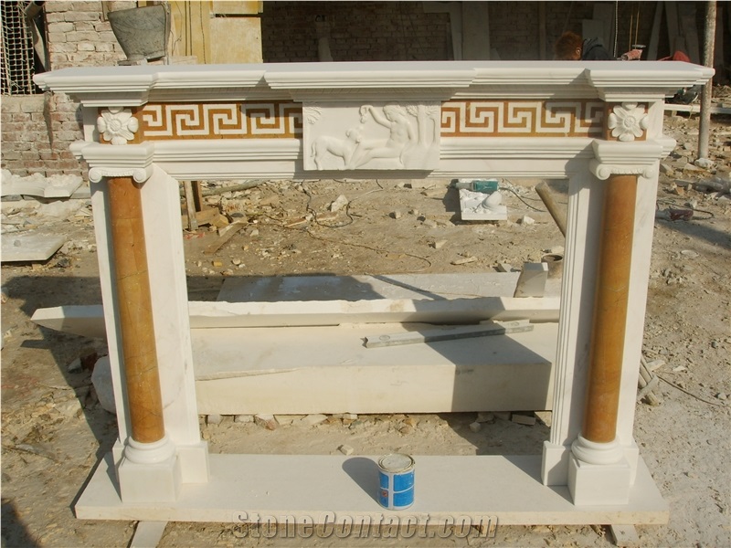Limestone Fireplace Mantel, Fireplace Accessories, China Yellow Limestone