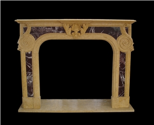 Multicolor Marble Fireplace Surround and Accessories, China Multicolor Marble