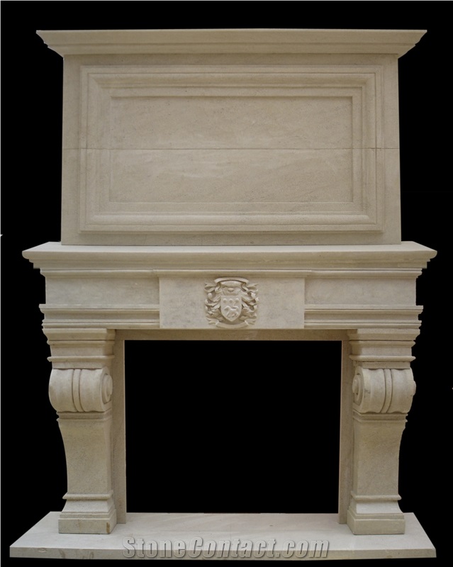 Us Style Marble Fireplace and Accessories, Henan Beige Marble