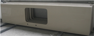 Beige Quartz Stone Kitchen Countertops