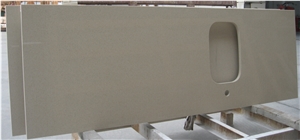 Beige Quartz Stone Kitchen Countertops