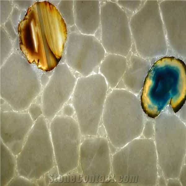 White Snow Gem Stone Slab