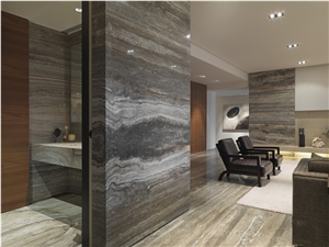 Silver Travertine Slabs & Tiles,Polished Grey Travertine Walling Tiles,Turkey Grey Travertine Wall Panel