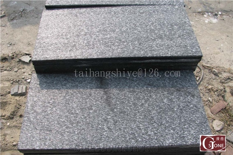 China Black Quartzite Flamed Surface